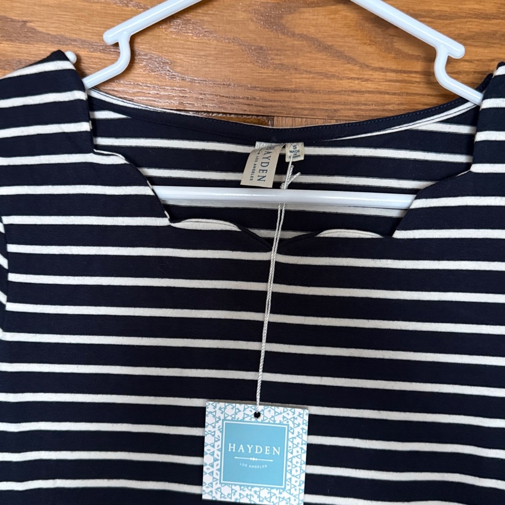 Hayden Black and White Striped Midi Dress